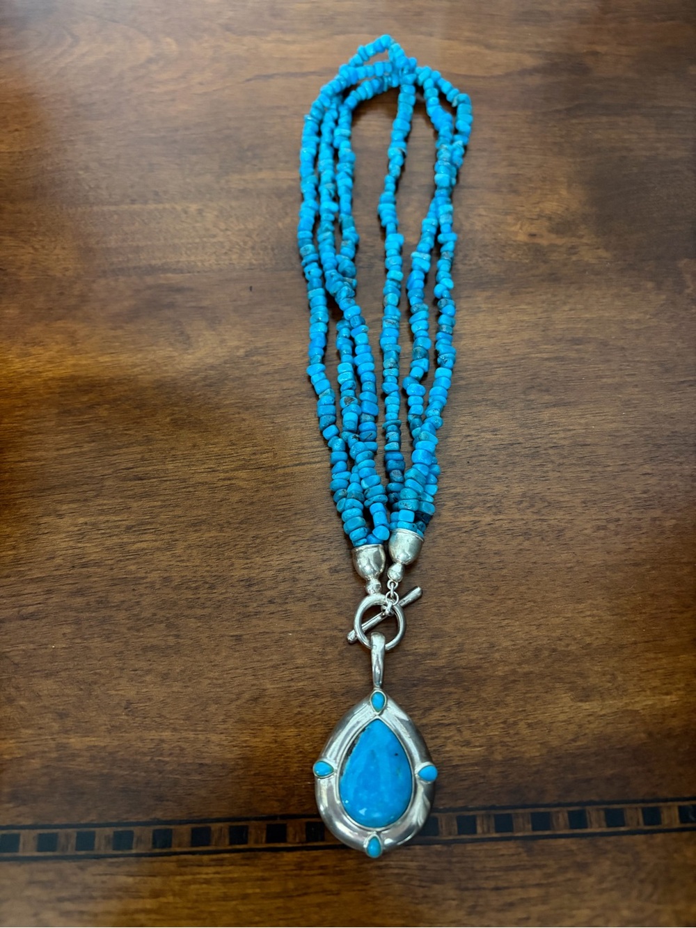 Carolyn Pollack Relios Signed Turquoise 925 Sterling Necklace & Pendant - Picture 4 of 10